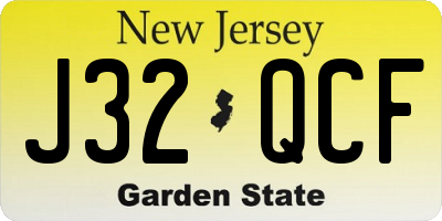 NJ license plate J32QCF