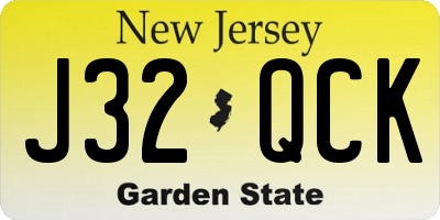 NJ license plate J32QCK