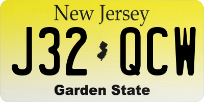 NJ license plate J32QCW