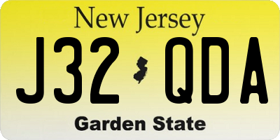 NJ license plate J32QDA