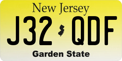 NJ license plate J32QDF