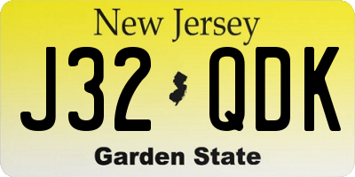 NJ license plate J32QDK