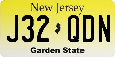 NJ license plate J32QDN