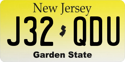 NJ license plate J32QDU