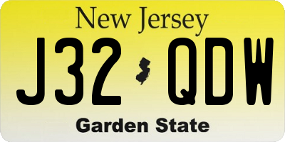 NJ license plate J32QDW