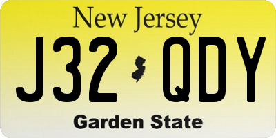 NJ license plate J32QDY