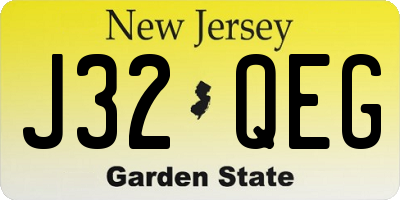 NJ license plate J32QEG