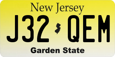 NJ license plate J32QEM