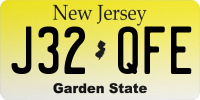 NJ license plate J32QFE