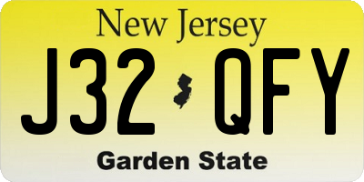 NJ license plate J32QFY