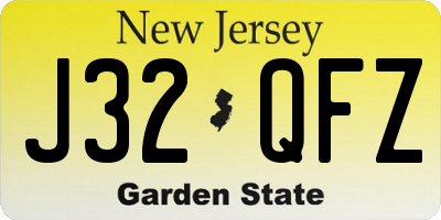 NJ license plate J32QFZ