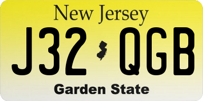 NJ license plate J32QGB
