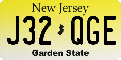 NJ license plate J32QGE