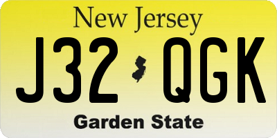 NJ license plate J32QGK