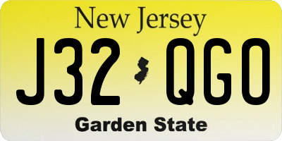 NJ license plate J32QGO
