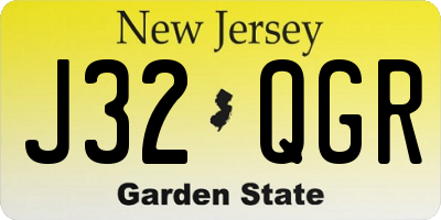 NJ license plate J32QGR