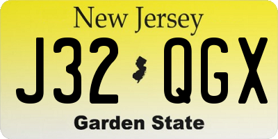 NJ license plate J32QGX