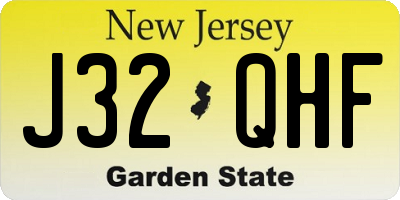 NJ license plate J32QHF
