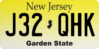 NJ license plate J32QHK