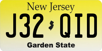 NJ license plate J32QID