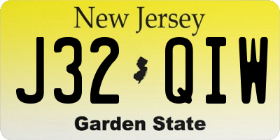 NJ license plate J32QIW