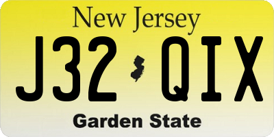 NJ license plate J32QIX