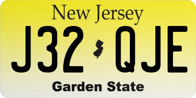 NJ license plate J32QJE