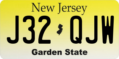 NJ license plate J32QJW