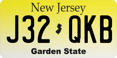NJ license plate J32QKB