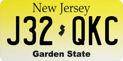 NJ license plate J32QKC