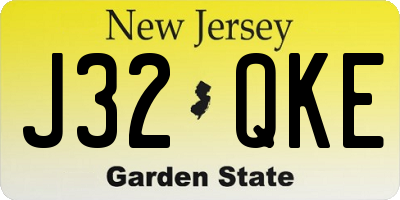 NJ license plate J32QKE