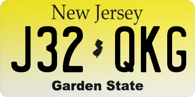 NJ license plate J32QKG