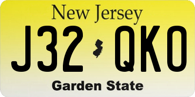 NJ license plate J32QKO