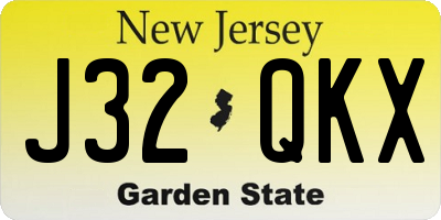 NJ license plate J32QKX