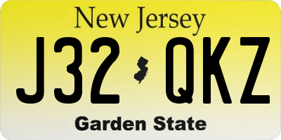 NJ license plate J32QKZ