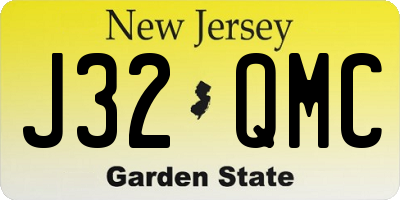 NJ license plate J32QMC