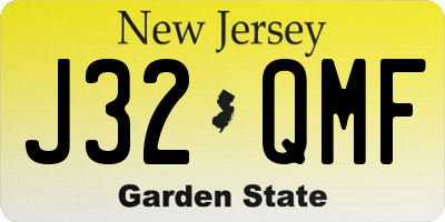 NJ license plate J32QMF