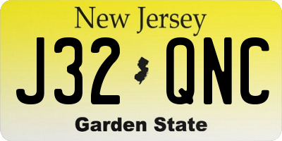 NJ license plate J32QNC