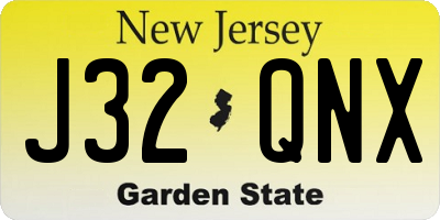 NJ license plate J32QNX