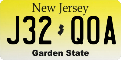NJ license plate J32QOA