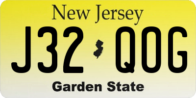 NJ license plate J32QOG