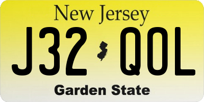 NJ license plate J32QOL