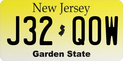 NJ license plate J32QOW