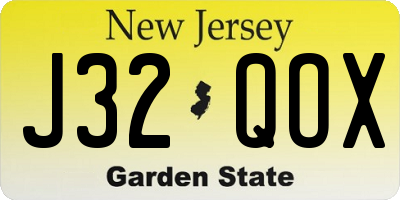 NJ license plate J32QOX