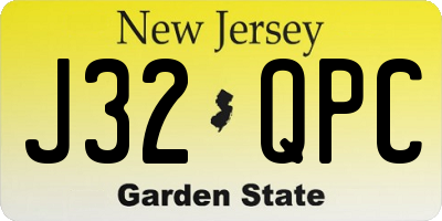 NJ license plate J32QPC