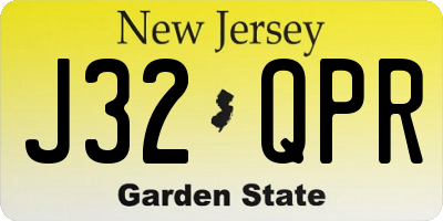 NJ license plate J32QPR