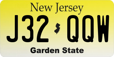 NJ license plate J32QQW