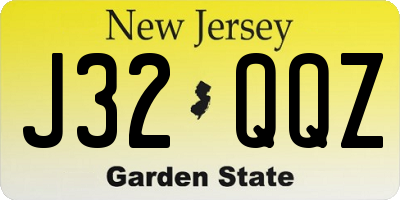 NJ license plate J32QQZ