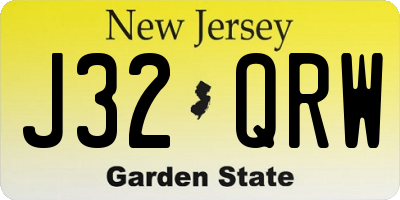 NJ license plate J32QRW