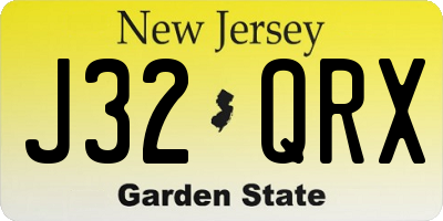 NJ license plate J32QRX